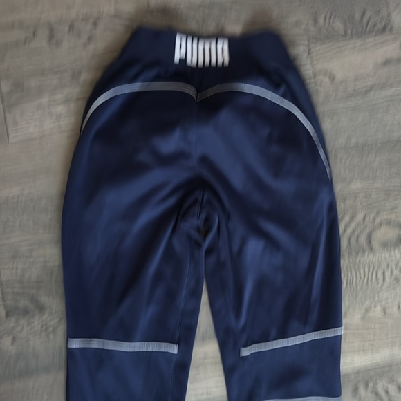 Puma Navy  bllue and white striped jersey pants Sz M - Picture 11 of 12